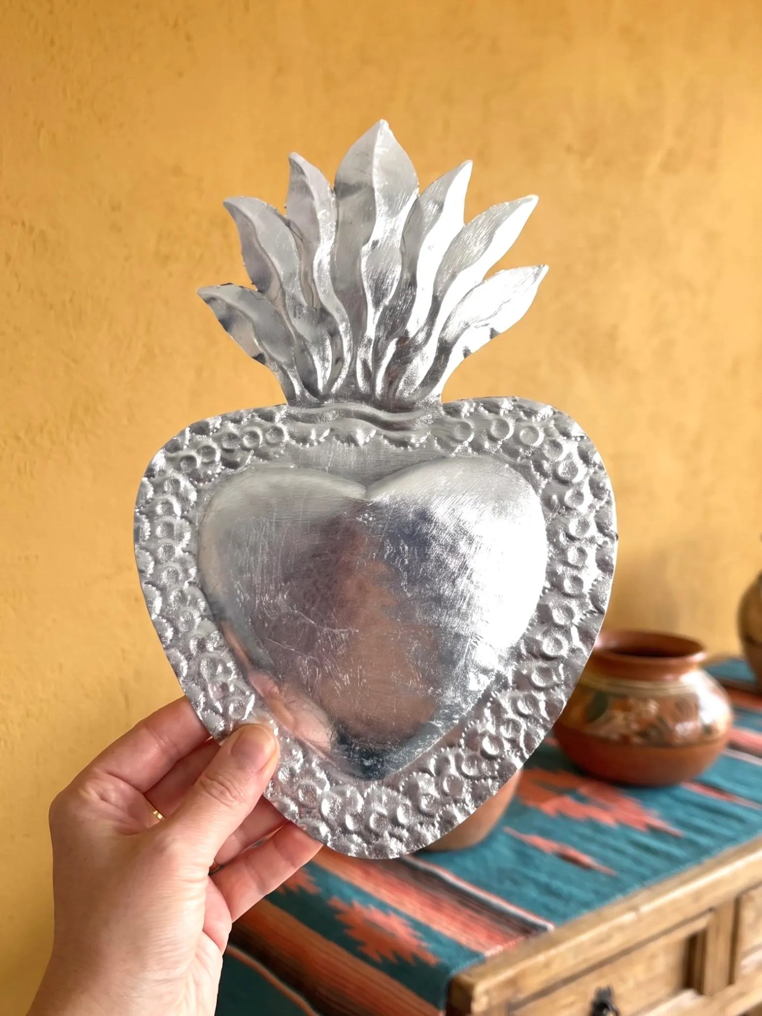 Tin Ex-Voto Charm, One Of A Kind, Large Hoja de Plata 8"x 12"