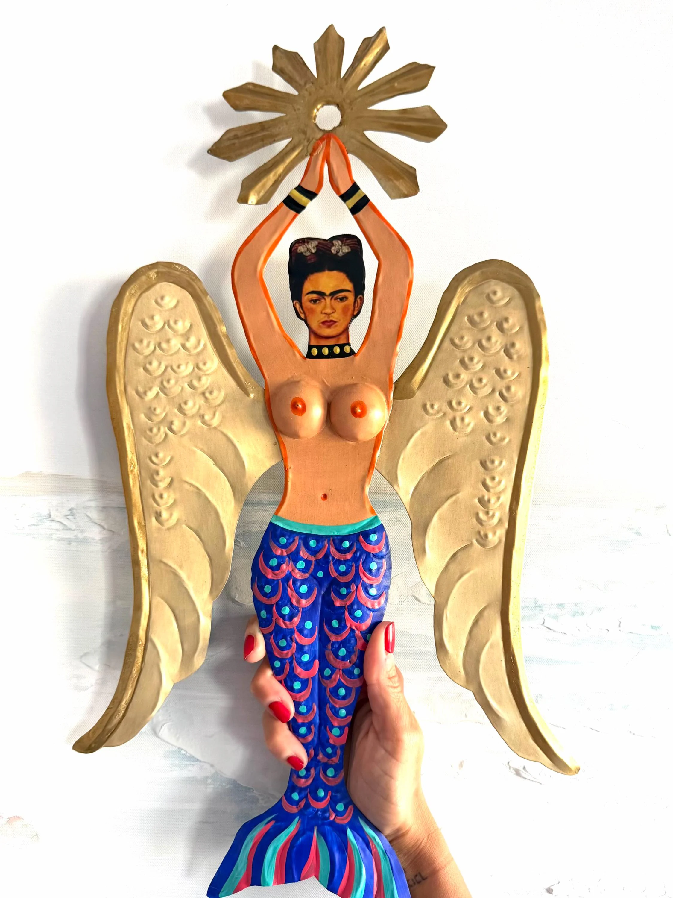 XL Frida Kahlo Sirena Alas 20"(tall)