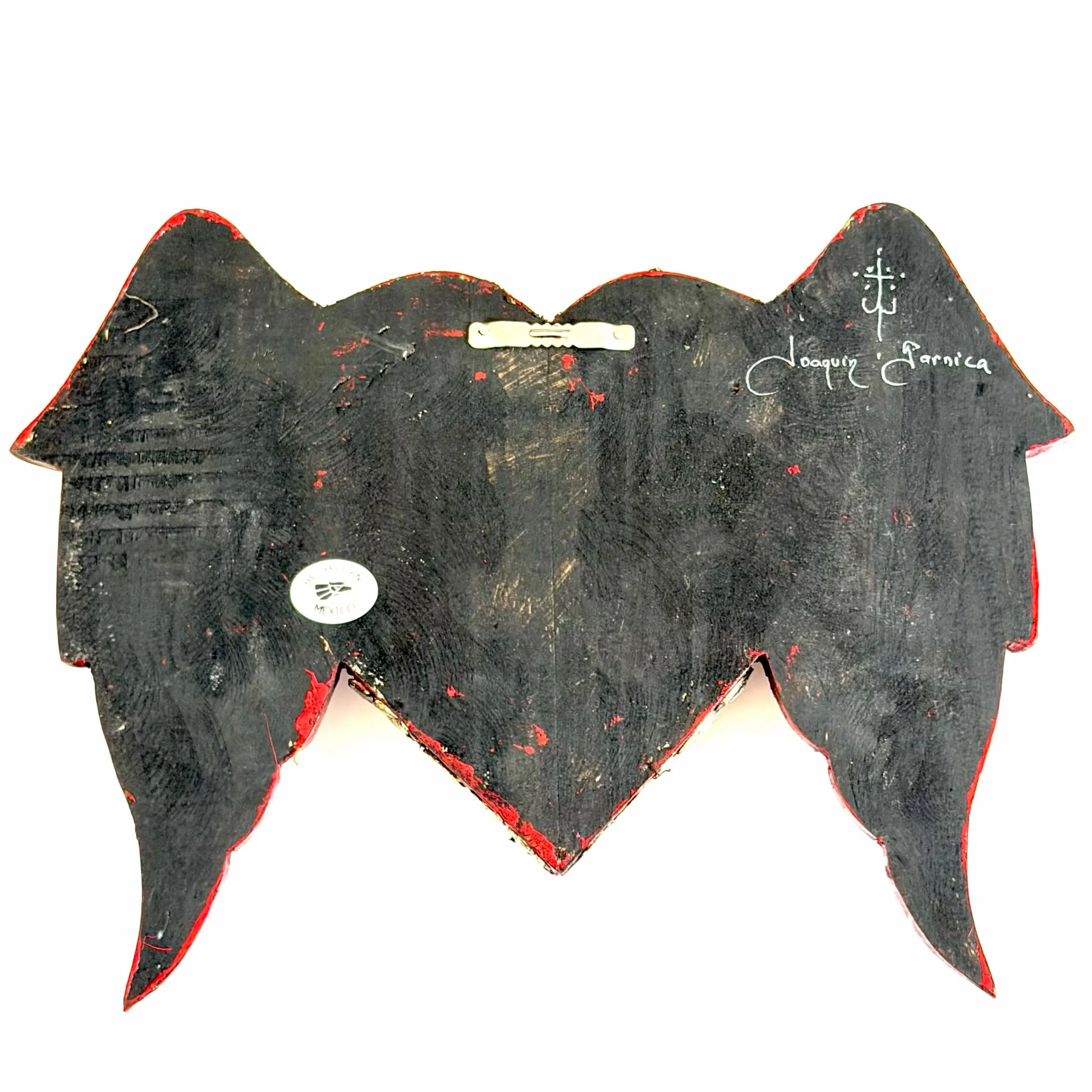 Wood Milagro Art, Housewarming Gift, Wood Sacred Heart Alas Caidas Red