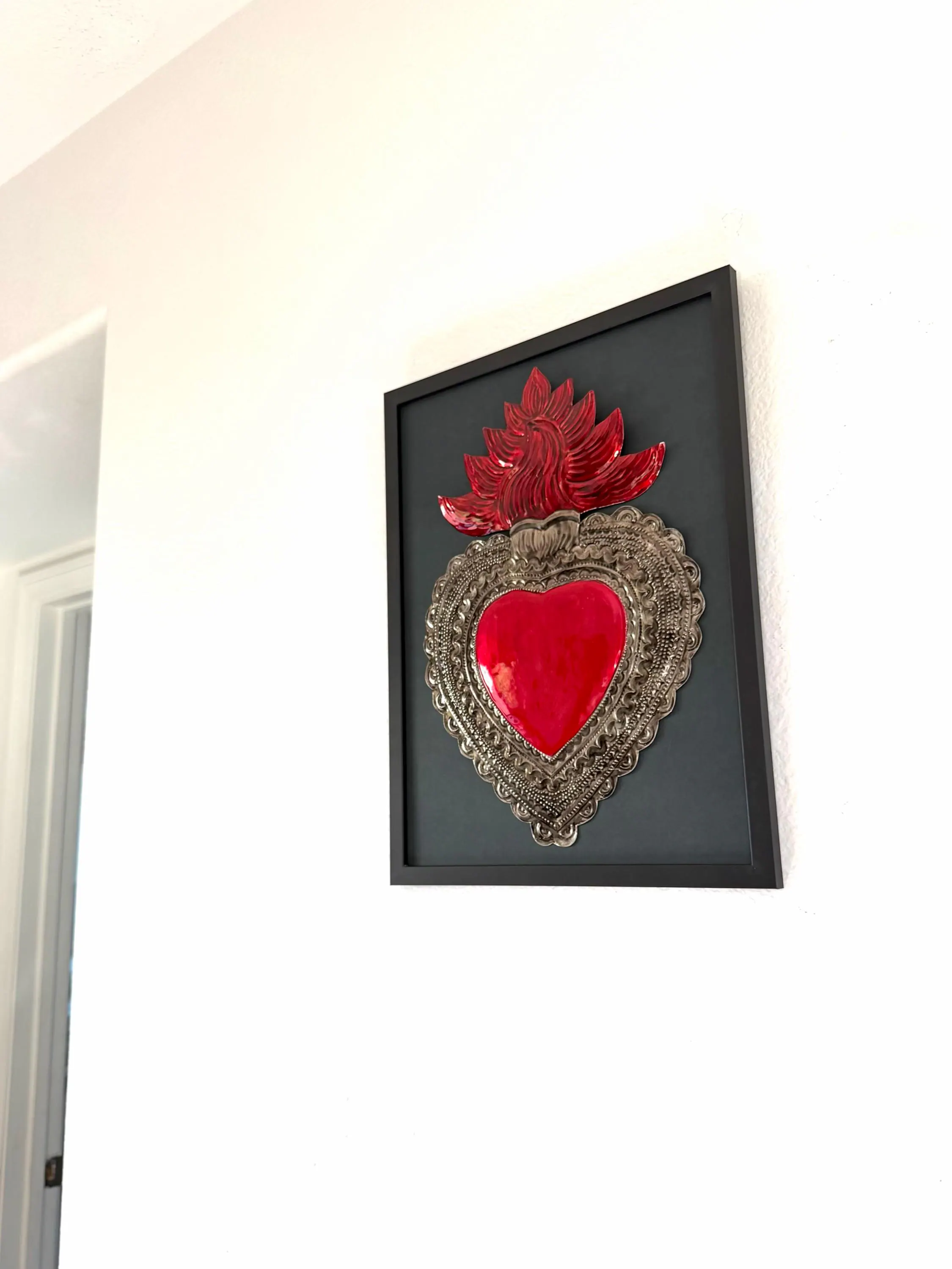 Tin Ex-Voto Charm, Gift For Abuela, Framed Pavonado 13"x 17"