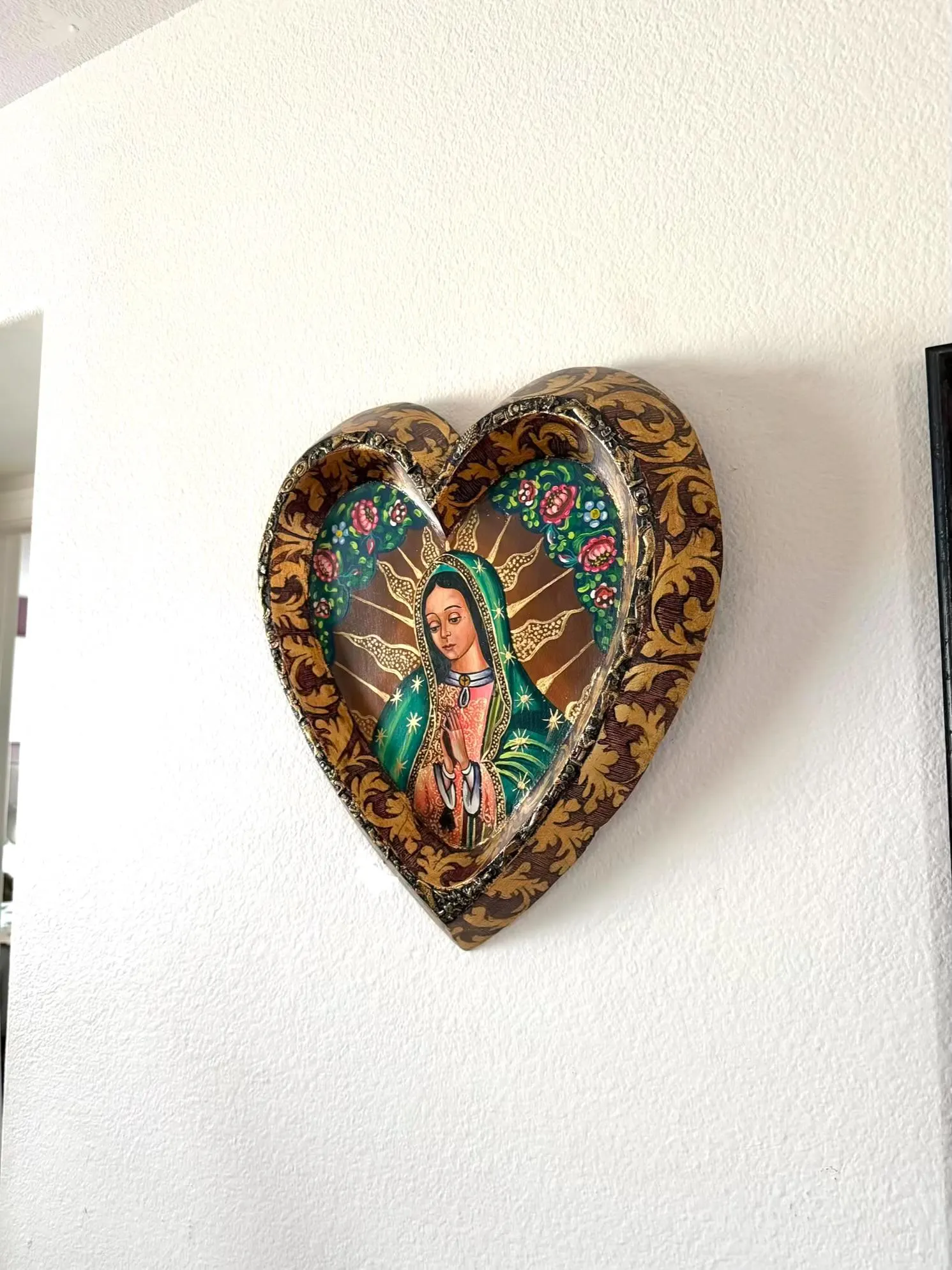 Guadalupe Nicho Shrine, Housewarming Gift, XXXL Hand Painted Guadalupe Oleo