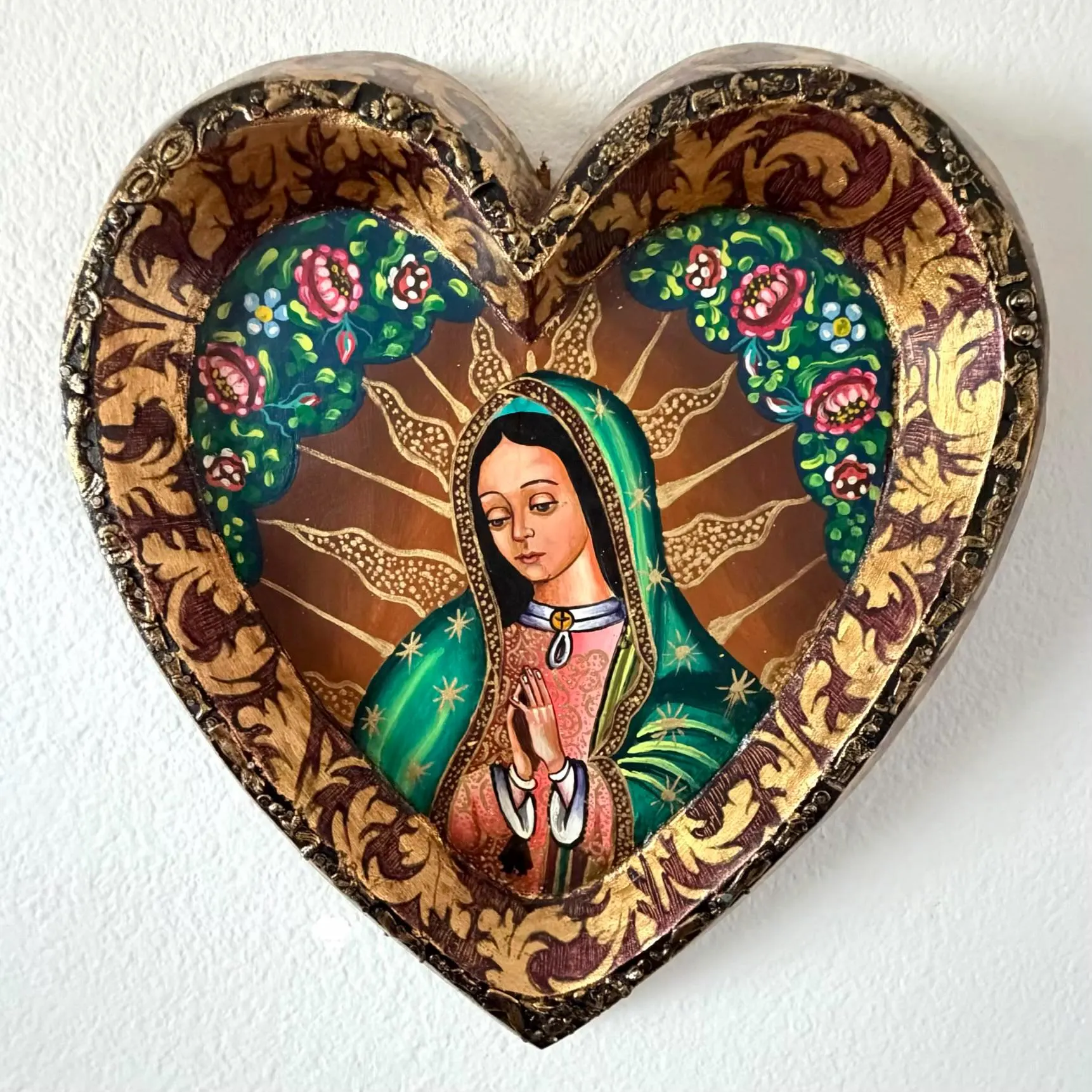 Guadalupe Nicho Shrine, Housewarming Gift, XXXL Hand Painted Guadalupe Oleo