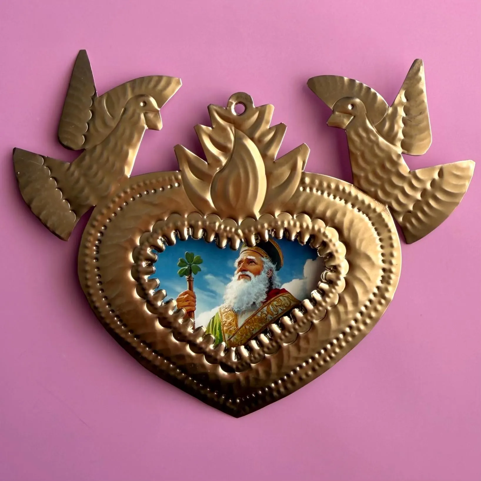 Punched Tin Heart, Unique Gift Idea, Nicho San Patricio / Saint Patrick
