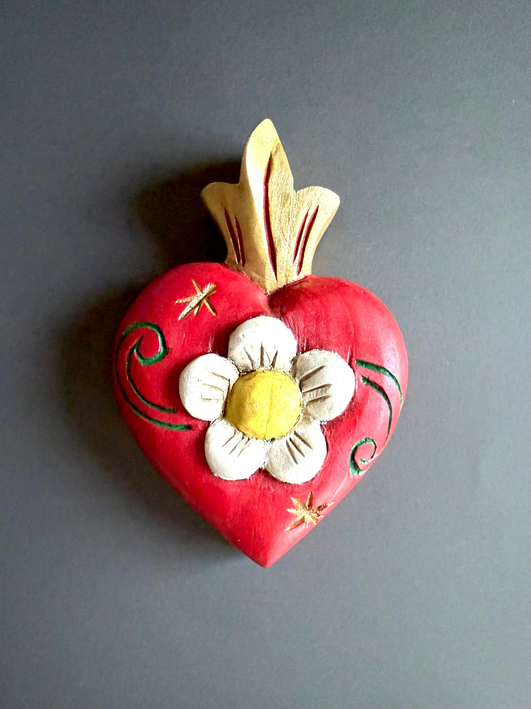 Wood Ex-Voto Charm, Gift For Her, Madera Florecita 6.5"