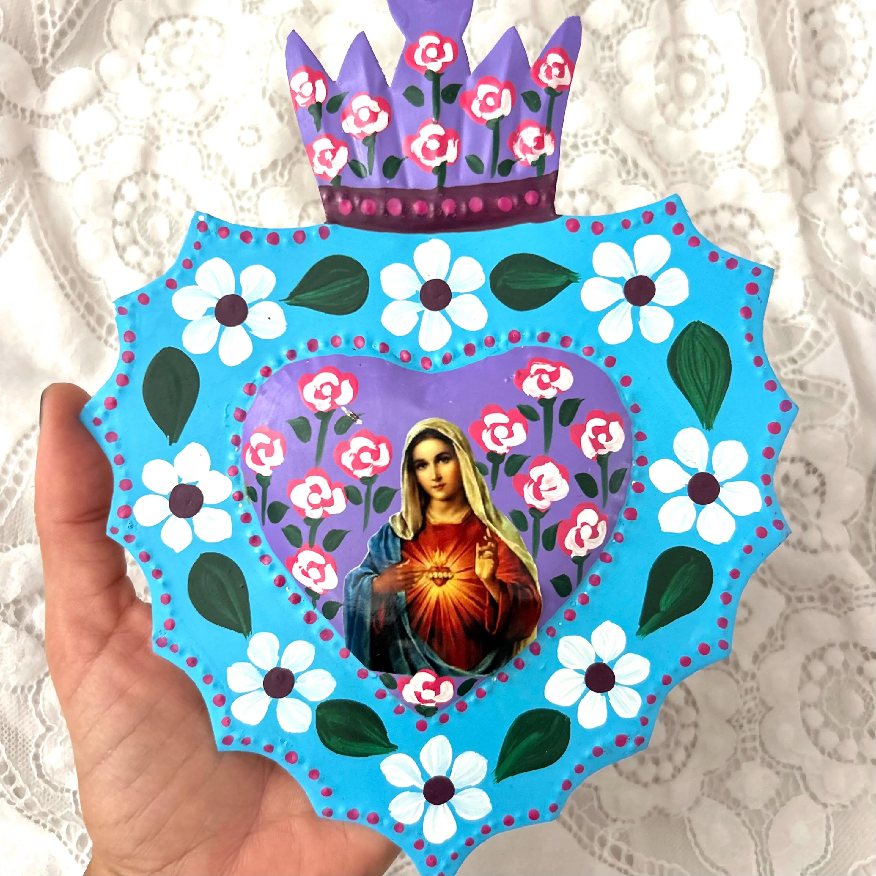 Virgin Mary Art, Confirmation Gift, Virgencita de Guadalupe Mate 6.5"x 8.5"