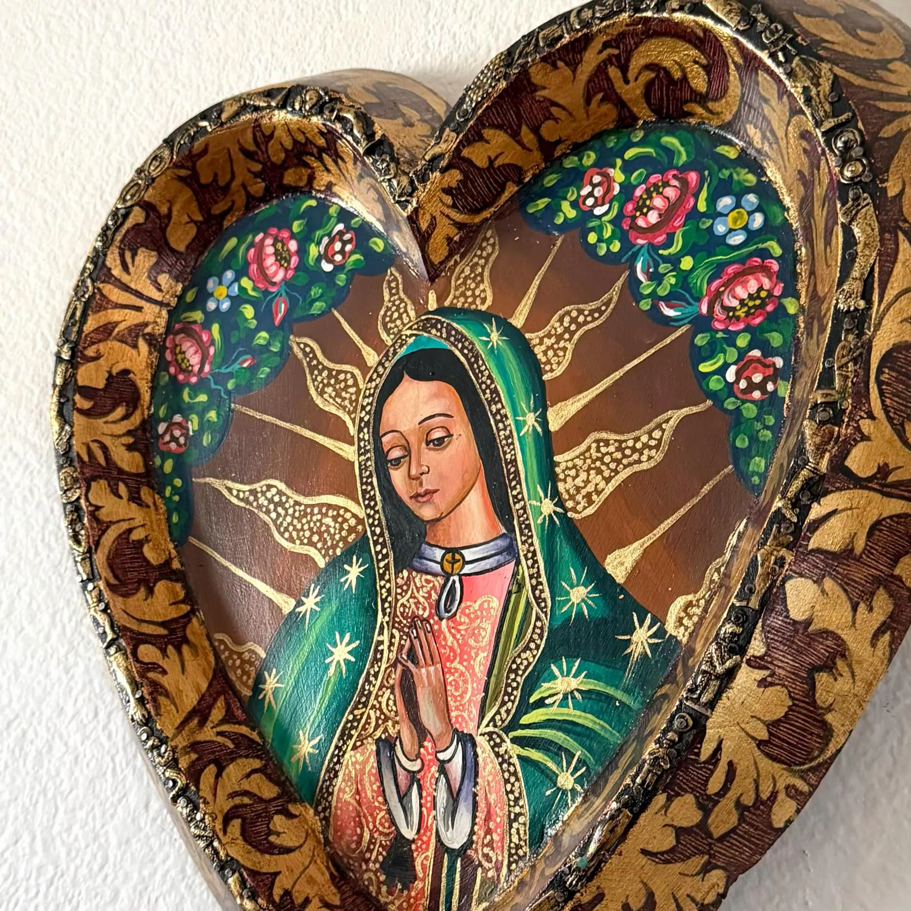 Guadalupe Nicho Shrine, Housewarming Gift, XXXL Hand Painted Guadalupe Oleo